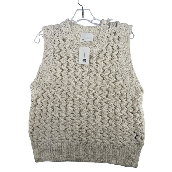 Isabel Marant Sweaters - Isabel Marant Women Sweater Vest Fynn Cream Cotton Blend Medium
